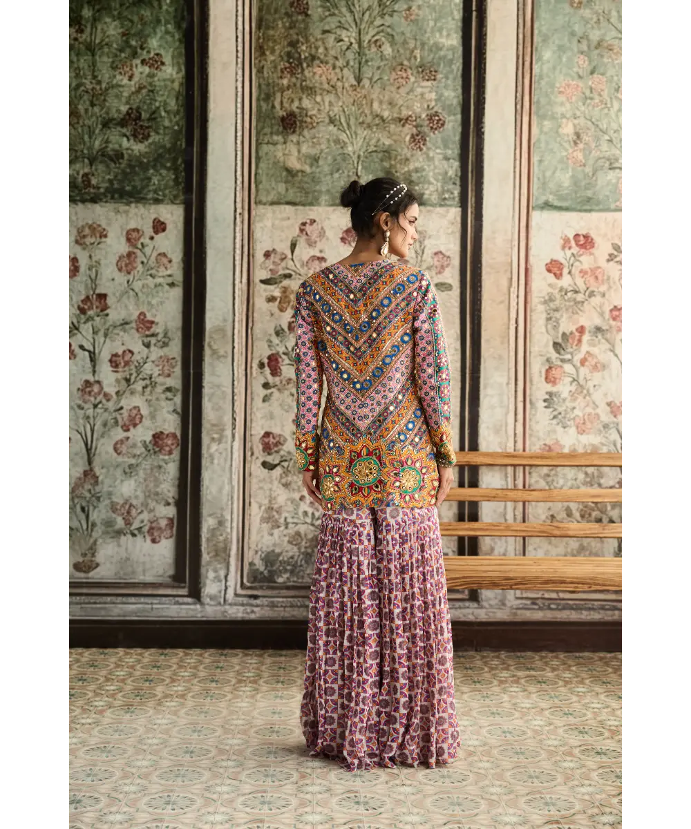 DIYARAJVVIR - MULTI-COLOR  PRINT AND HIGHLIGHTED  JACKET SET